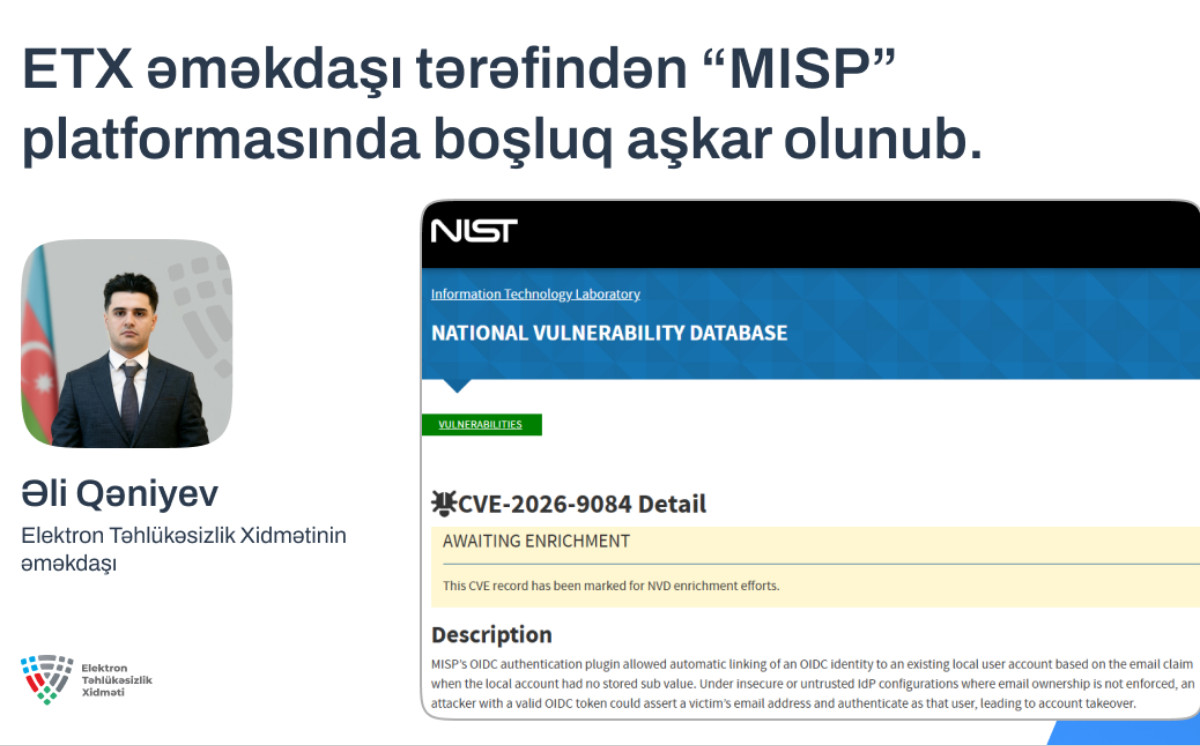 ETX əməkdaşı beynəlxalq kibertəhlükəsizlik platformasında boşluq aşkarlayıb 