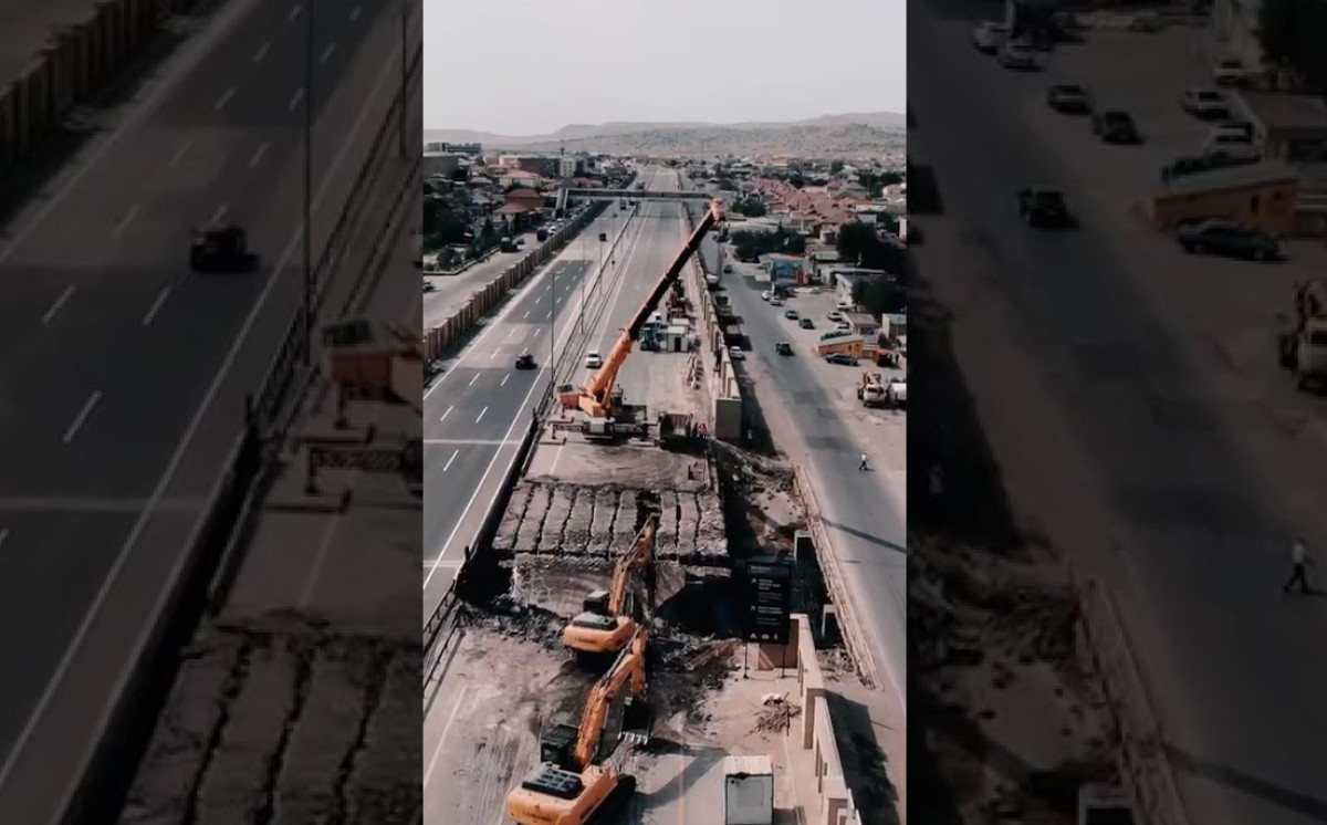 Qobustan qəsəbəsi ərazisində daha bir körpünün söküntüsünə başlanılıb - VİDEO