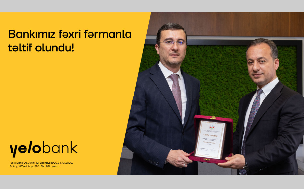 Yelo Bank Azərbaycan Sahibkarlar Konfederasiyasının fəxri fərmanına layiq görülüb 