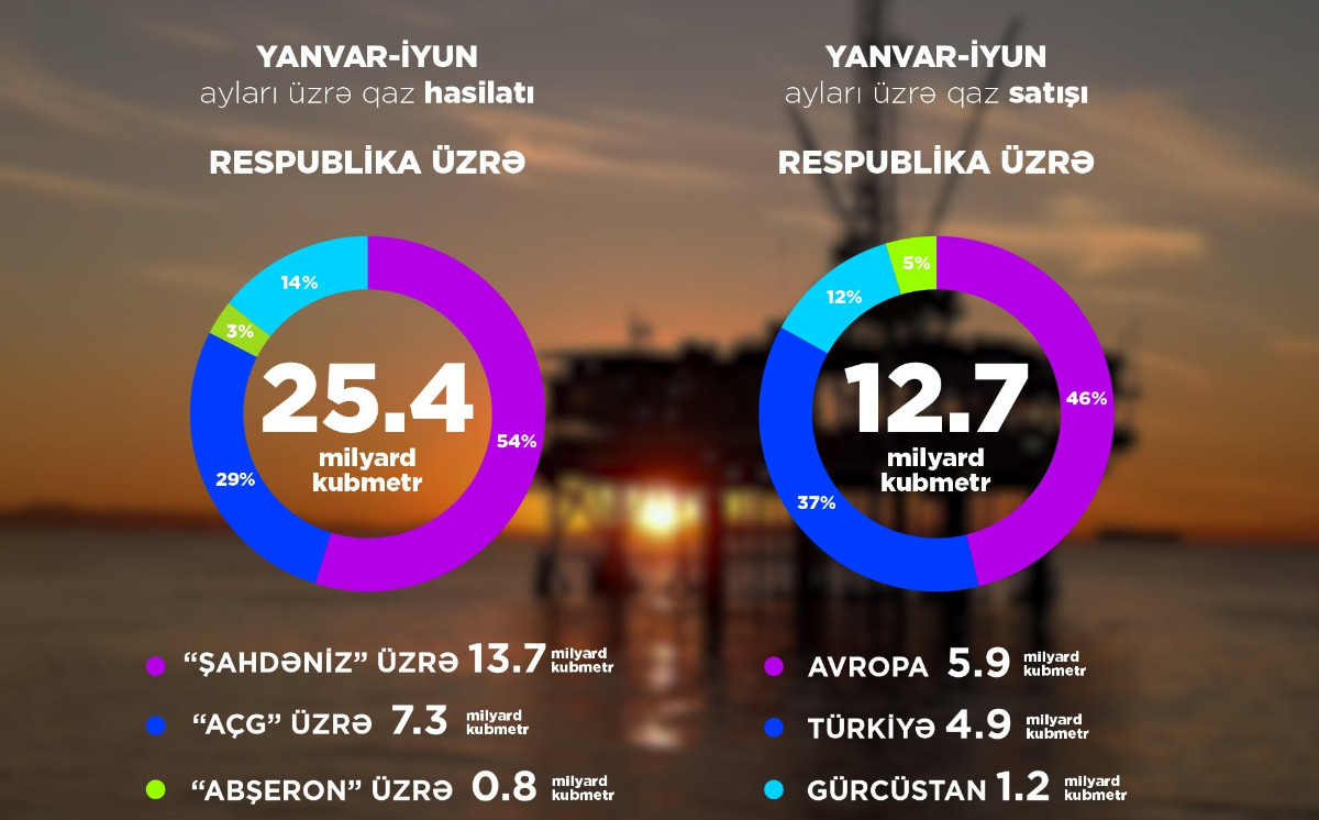 In 6 months of this year, 13.3 million tons of oil and 25.4 billion cubic meters of natural gas were produced 