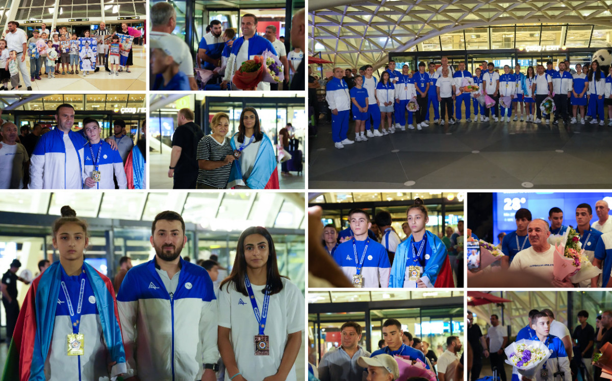 Avropa çempionatında tarixi 10 medal qazanan Azərbaycanın yeniyetmə cüdo millisi Vətənə qayıtdı 
