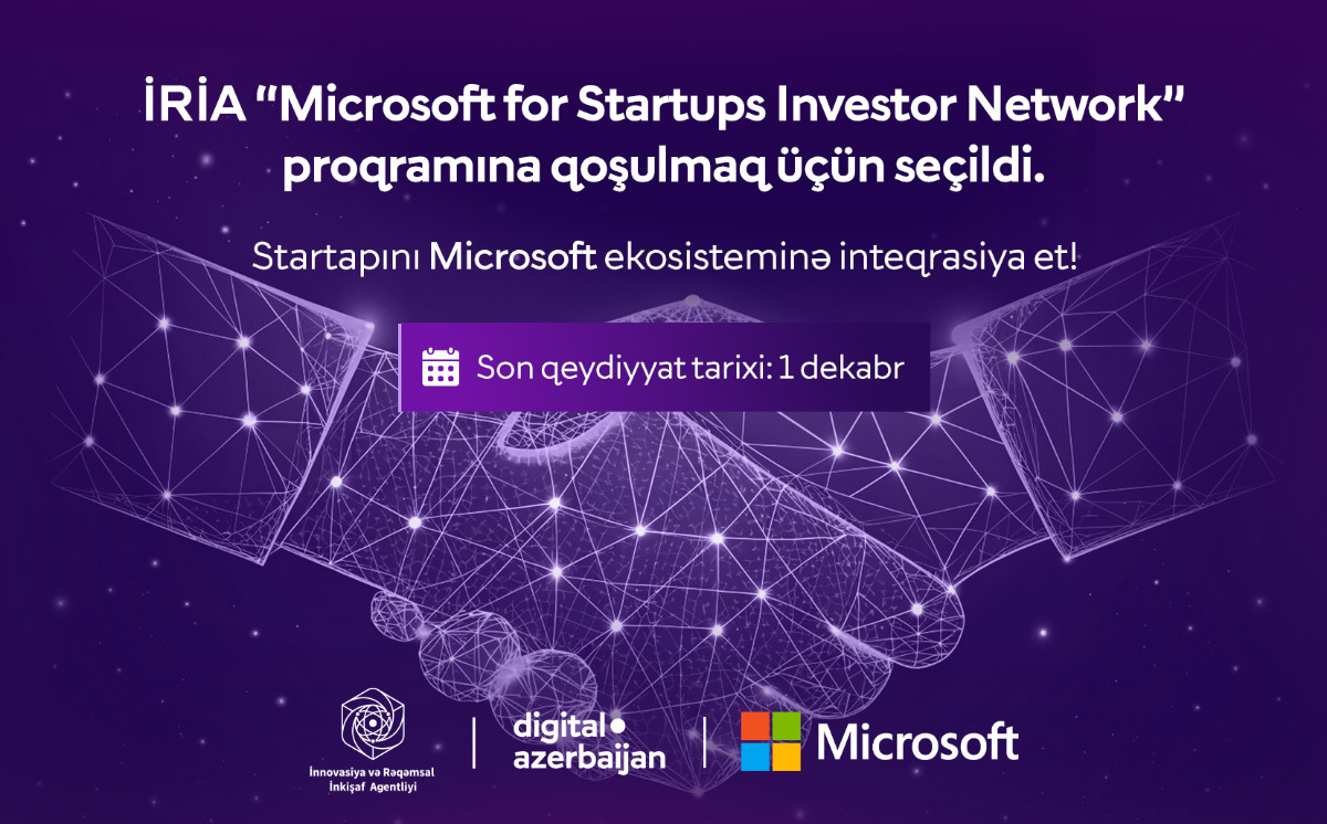 İRİA “Microsoft for Startups Investor Network” beynəlxalq proqramına qoşulub 