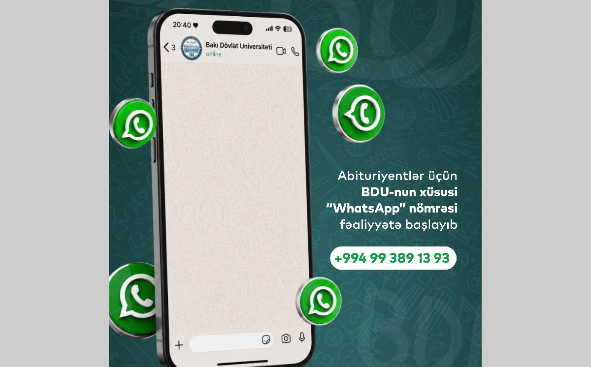 Abituriyentlər üçün BDU-nun xüsusi “WhatsApp” nömrəsi fəaliyyətə başlayıb 