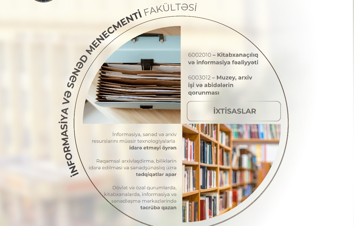 BDU-nun İnformasiya və sənəd menecmenti fakültəsinə 2 ixtisas üzrə tələbə qəbulu aparılır 